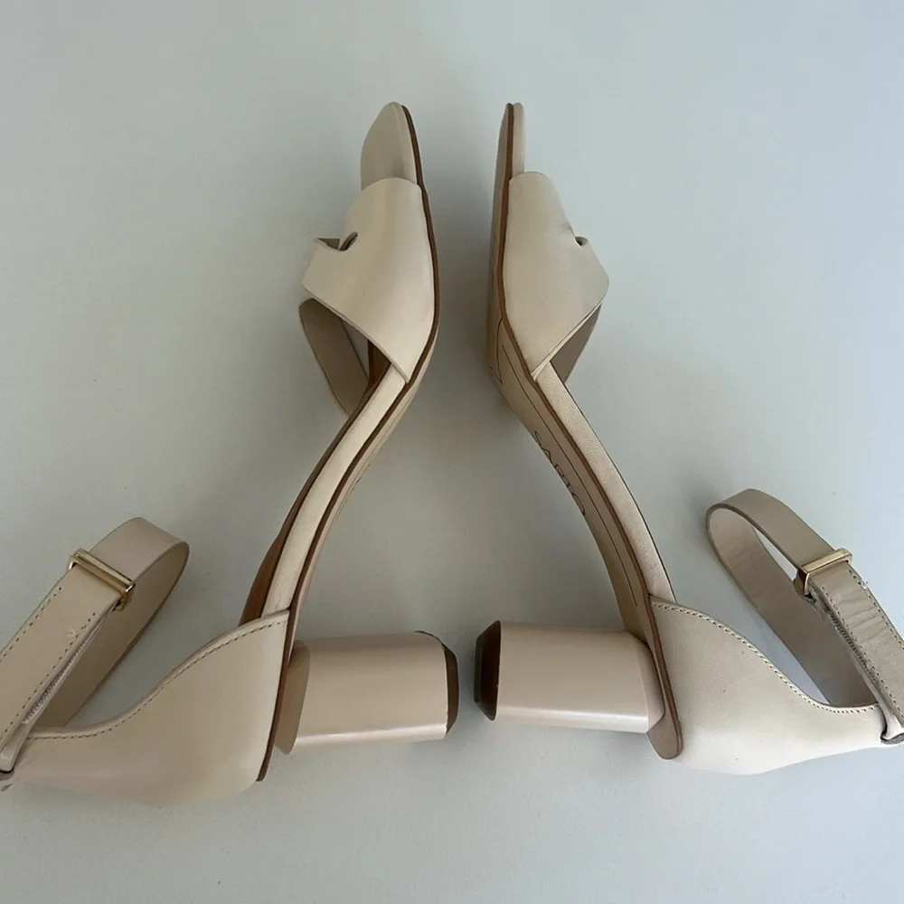 SARTO BY FRANCO SARTO Lusso Ankle Strap Block Heel Sandal Bone Color Size 8